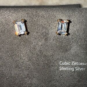 Elegant Gold and Silver Cubic Zirconia Earrings
